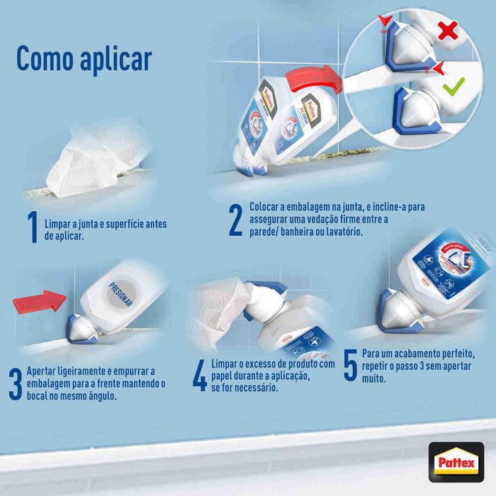 PATTEX PROFISSIONAL CASA BANHO silicone branco juntas fácil aplicação