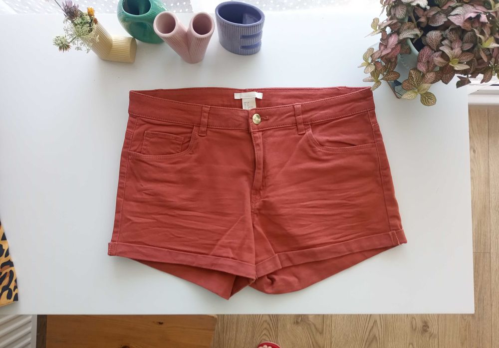 Szorty H&M 38 M krótkie spodenki ceglane jeansowe