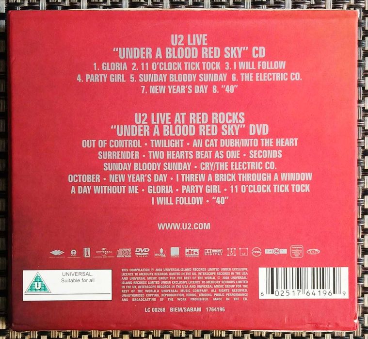 U2 ‎- Under A Blood Red Sky (Live) - CD + DVD Muito Bom Estado - Box Set Rara