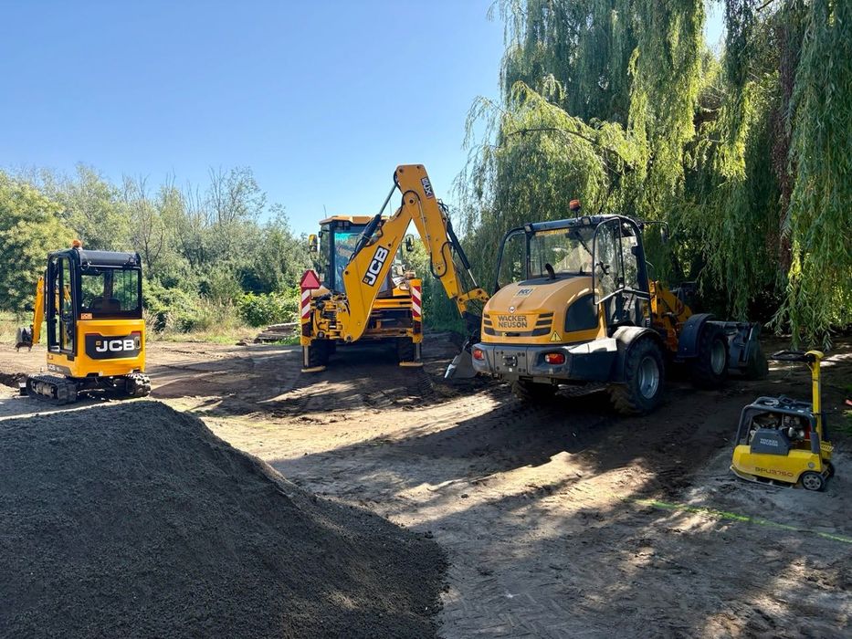 Usługi minikoparką, koparko ładowarką, prace ziemne wykopy, transport