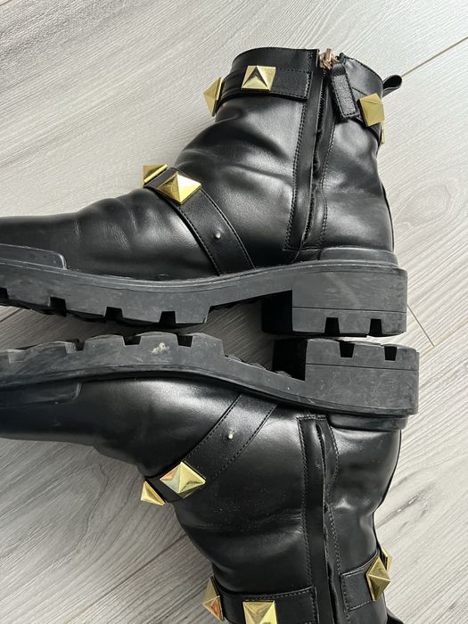Valentino Garavani Roman Stud Calfskin Combat Boot