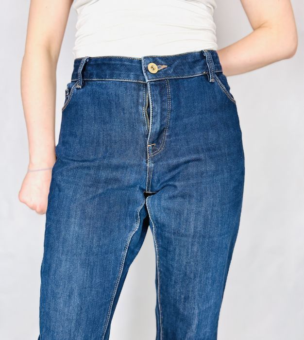 Granatowe jeansy proste wysoki stan XXL 44