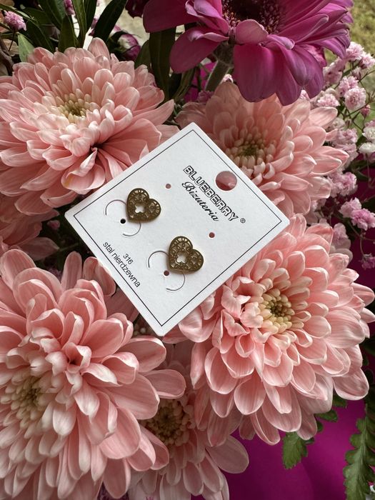 Kolczyki serca ażurowe wkręty