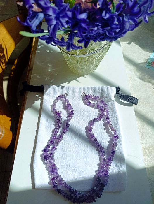 Аметист нить двойная бусы оникс