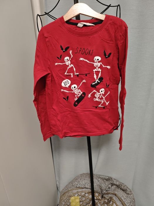Camisola manga comprida unisexo criança Halloween esqueleto morcegos
