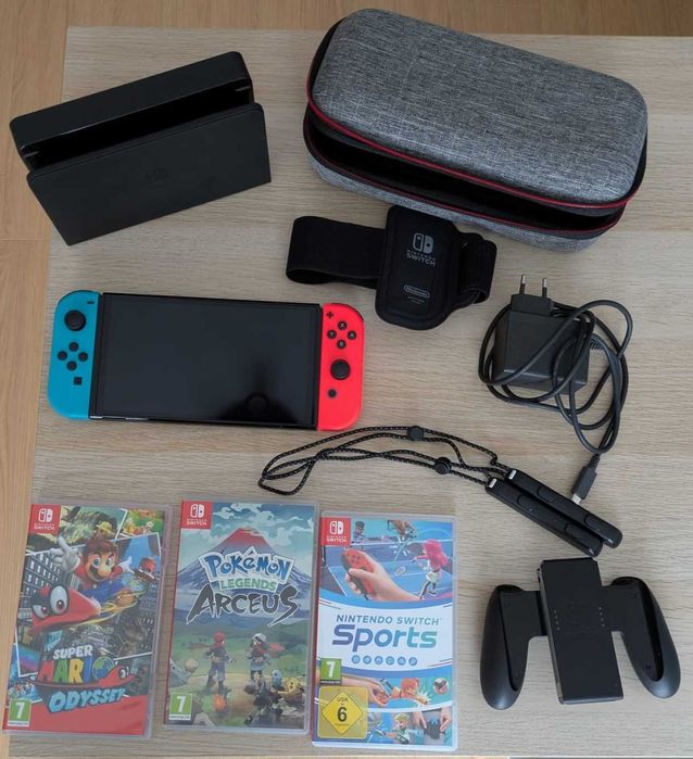 Conjunto de Nintendo Switch com Ring Fit e  3 jogos