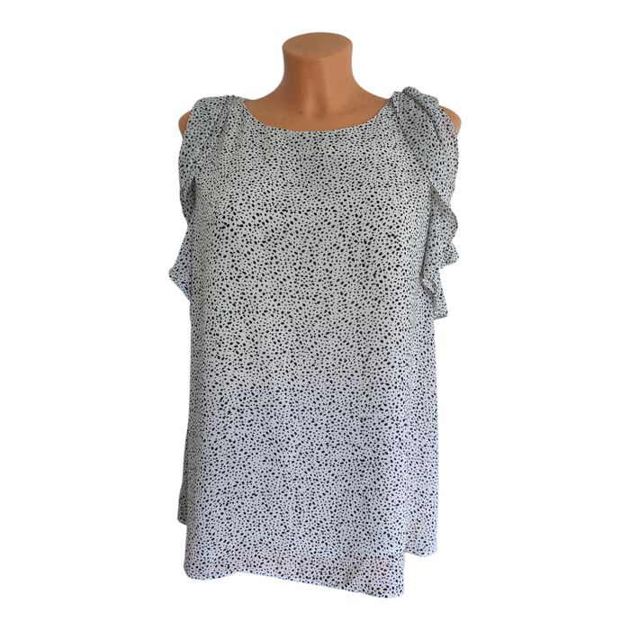 H&Mi bluzka mgiełka biało czarna motylek - 42