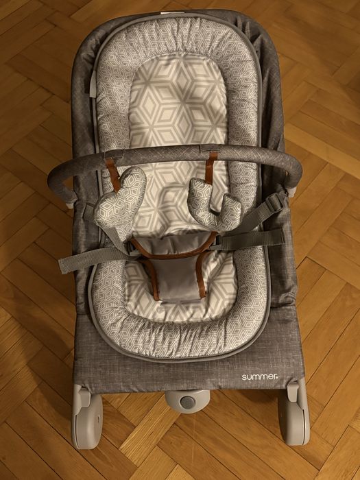 Fotel bujany leżaczek szary dziecięcy