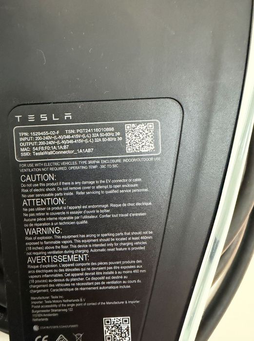 Зарядка US/EU Три Фазы Tesla Wall Connector Gen 3 48A/3*32А, 11.5/22КВТ, 5м