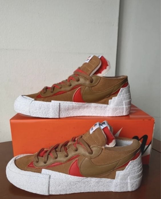 Hype Sacai X Nike Blazer Low British Tan Sneakers EUR 41 Novos