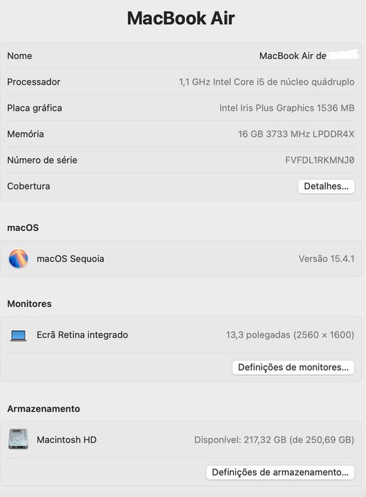MacBook Air  1,1 GHz Intel Core i5 13,3" 16 GB