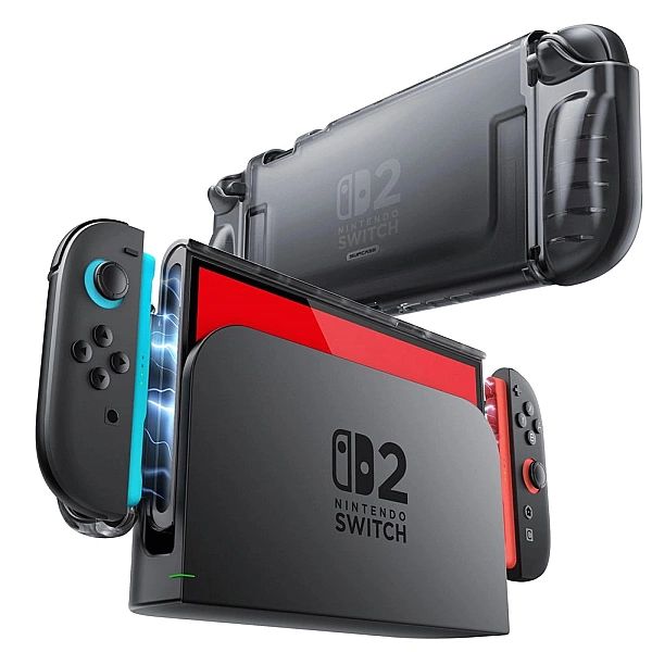 Etui Supcase Crystal na Nintendo Switch 2 - przezroczysto-czarne