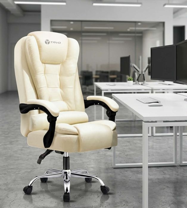 Fotel Gamingowy Krzesło Biurowe Ergonomiczny Tapicerowany Skandynawski