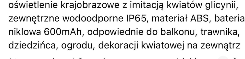 Lampki solarne kwiaty glicynii 2 sztuki piękne