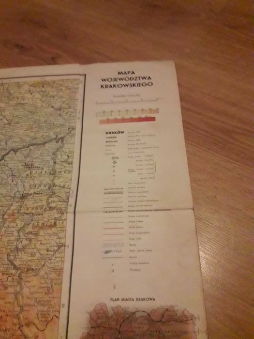 Stara mapa woj.krakowskiego 1966 rok prl