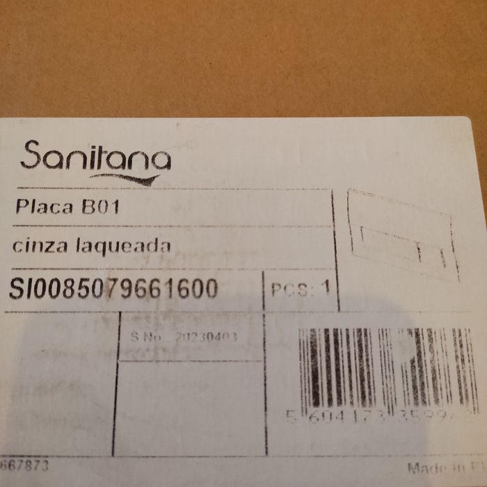 Placa de comando de descarga Sanitana LCN cinza