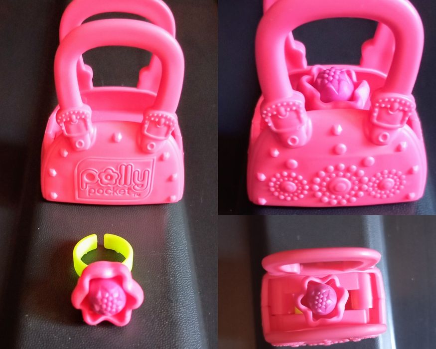Polly Pocket mala miniatura com anel de flor.