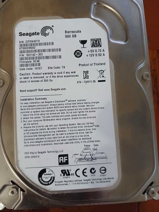 Продаю жесткий диск HDD Seagate 500gb