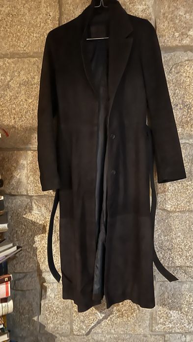 Casaco Massimo Dutti comprido pele camurca