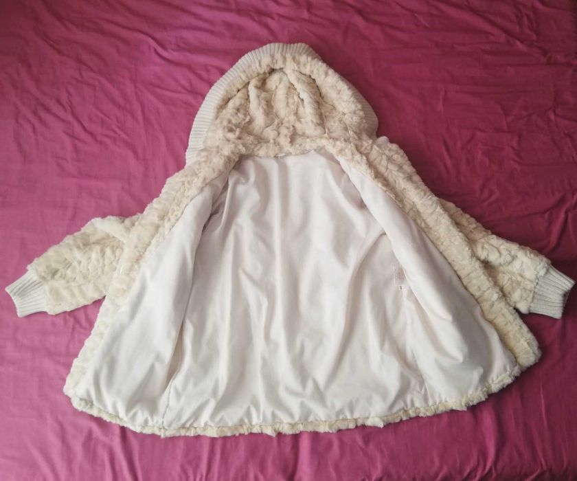 Futro z wiewiórek kurtka futrzana kremowa jasny beż r. 44 stan bdb