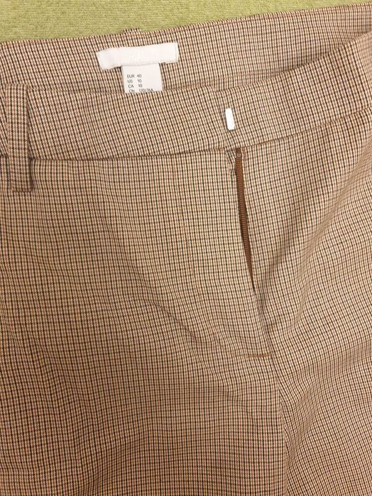 Spodnie damskie eleganckie w kratkę HM 40 brązowe