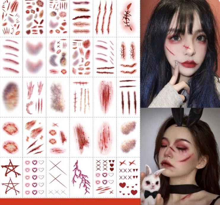 Tatuaże tymczasowe na Halloween – blizny i zadrapania