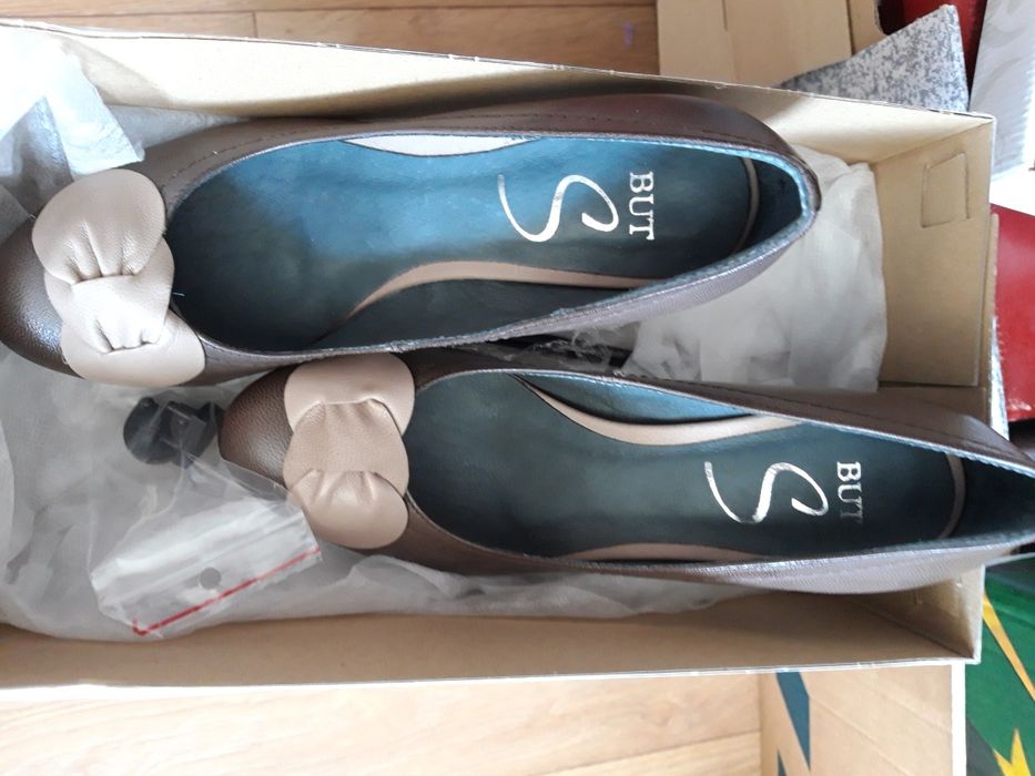 Buty skórzane, czółenka, półbuty, nowe r. 36