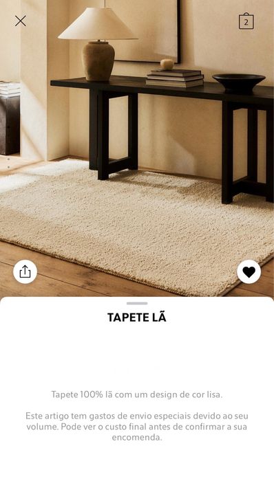 (160x230 CM) Tapete Lã Zara Home NOVO