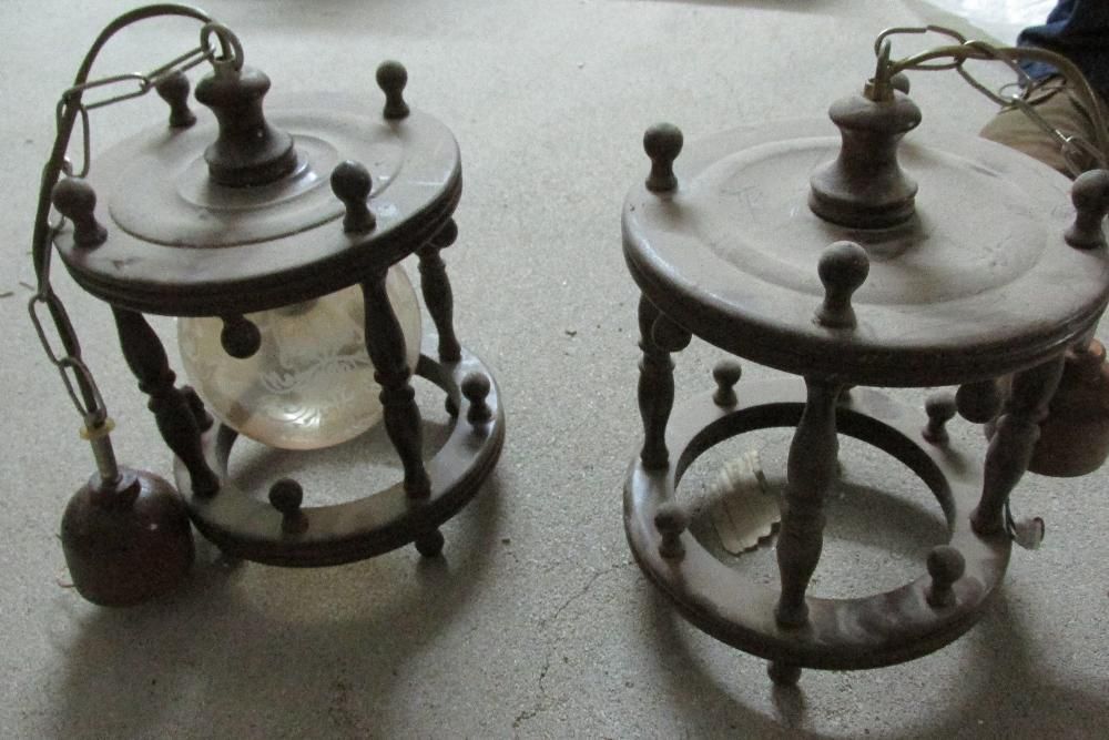 Candeeiro tecto em madeira/vidro