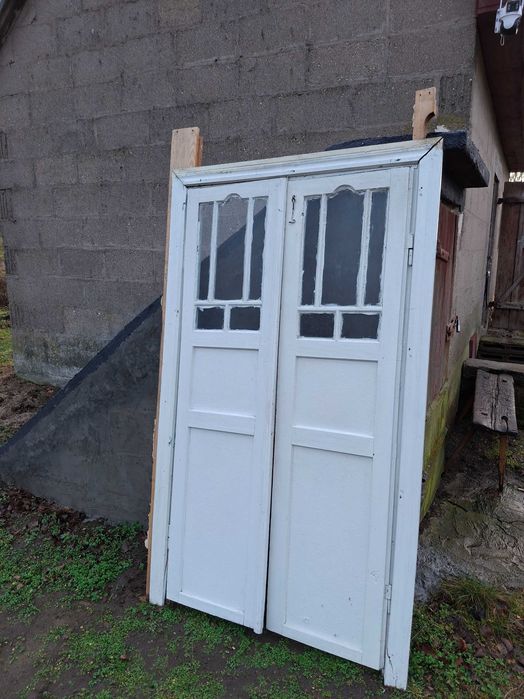 Drzwi dwuskrzydłowe PRL antyk