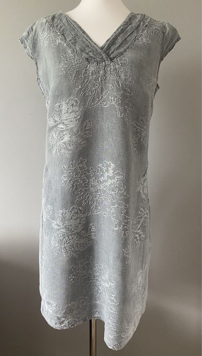 Sukienka szara 100% Len