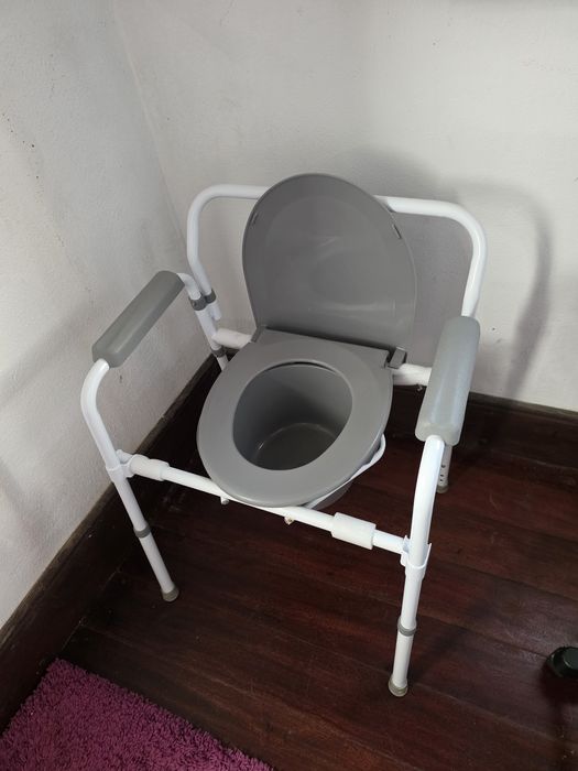 Cadeira sanitaria com braços dobrável