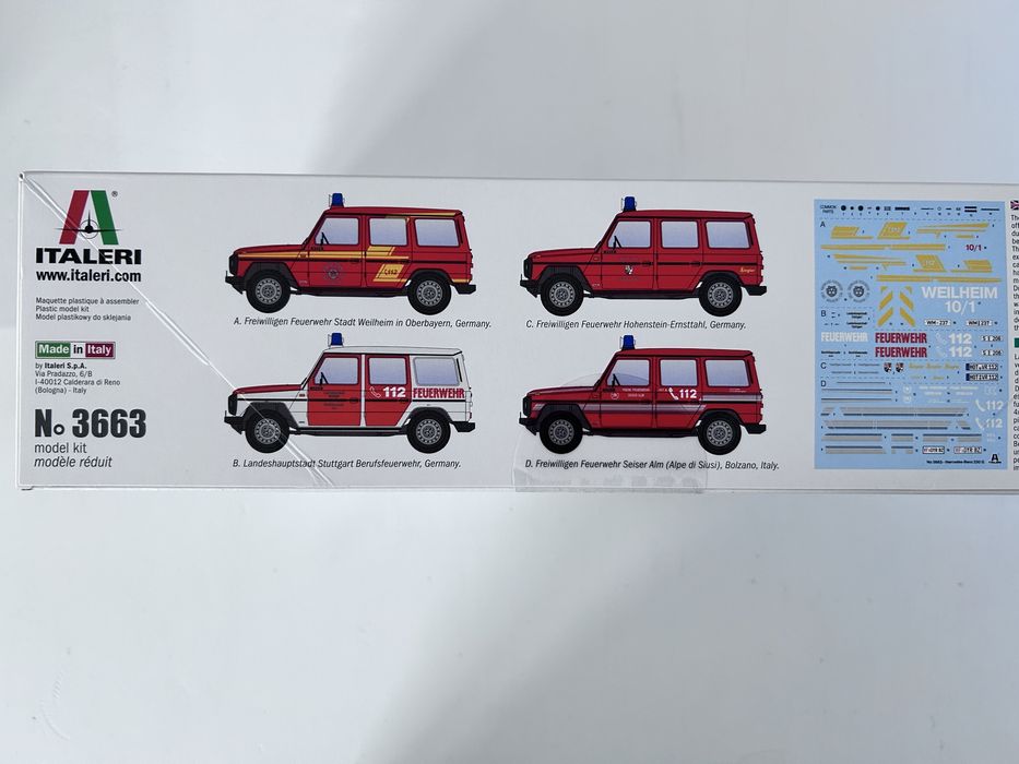 Samochód Straż pożarna Mercedes Benz G230 model Italeri 3663