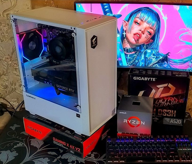 RTX3070+ Ryzen 5 5500+ 16Gb+ A520 AM4 DDR4 игровой компьютер