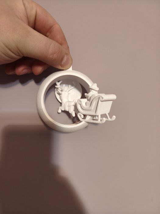 Новорічна прикраса Санта з санями 3D друк PLA