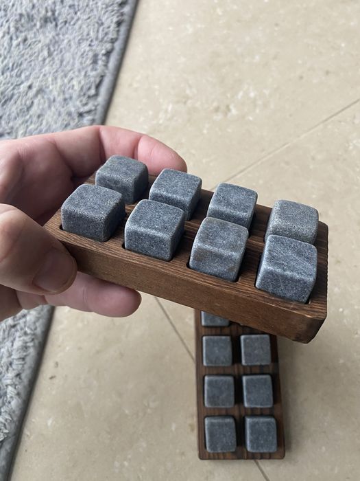 NOWE kamienie do whisky stones rocks granit drewniane tacki 16szt