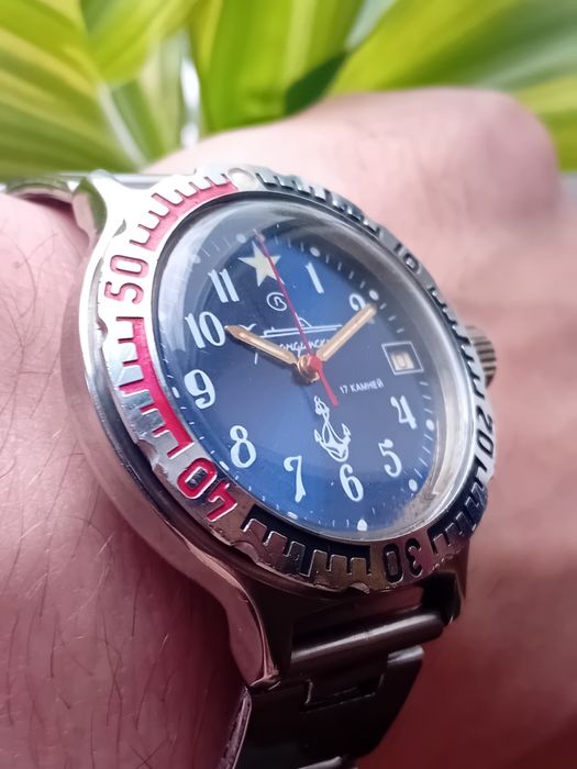 Часы Командирские 2416Б автоподзавод в нержавейки с браслетом СССР