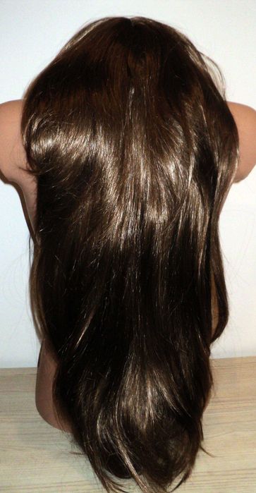 Peruka damska długie włosy jak naturalne, brąz wpadający w rudy