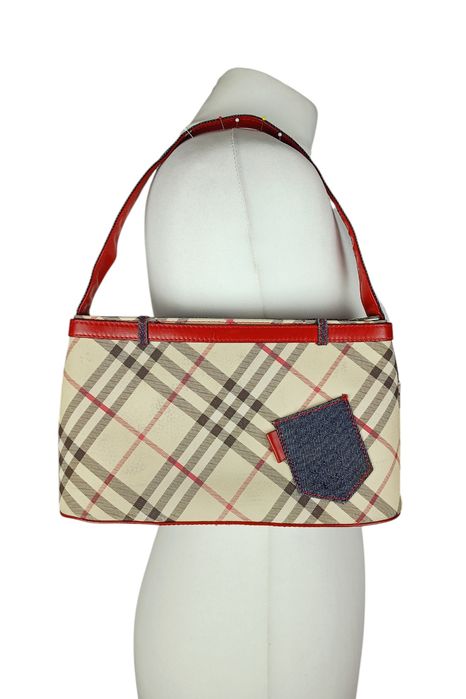 Burberry Torebka Damska Plaid Denim Czerwona