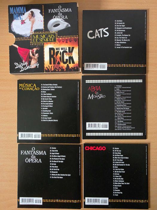 5 CDs com musicais famosos da coleção "Musicais de Sempre"