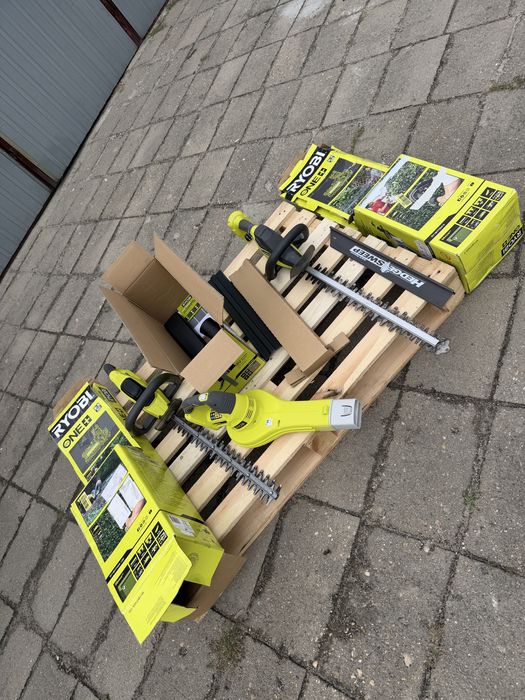 Ryobi, nożyce do żywopłotu 2 szt, dmuchawa, uszkodzony zestaw