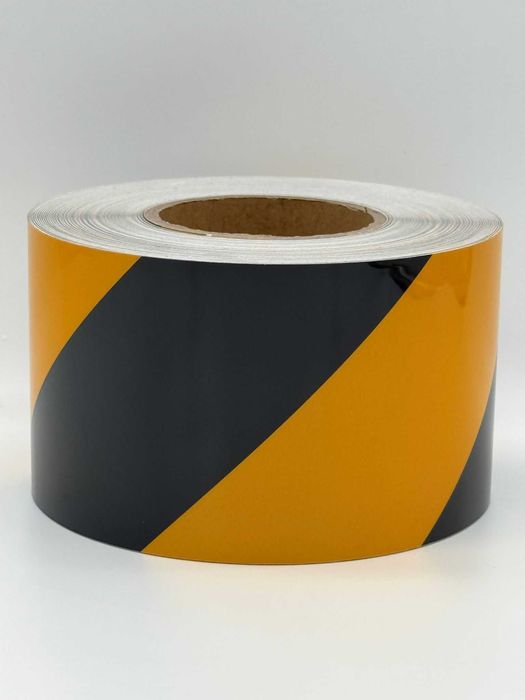 Taśma odblaskowa ostrzegawcza samoprzylepna żółto czarna 100 mm - bardzo mocny odblask - Unireflex