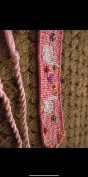 Bransoletka lama różne rodzaje z muliny różowa róż kwiaty