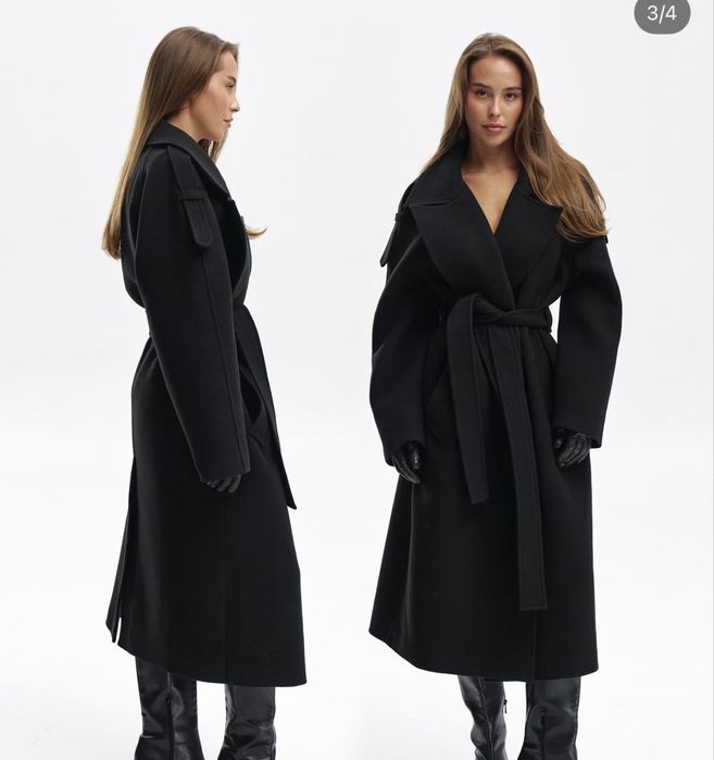 Пальто черное mango/zara/massimo dutti