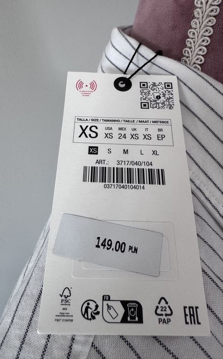 Zara koszula w paski XS bawełna