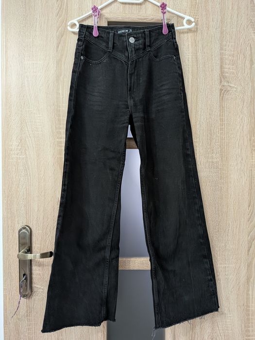 Jeansy czarne wide leg high waist