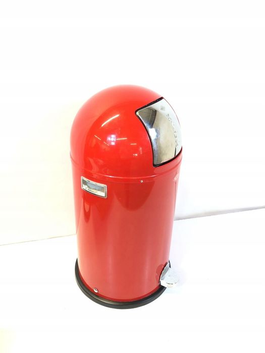 Czerwony kosz na śmieci Wesco Kickboy 40L metalowy z pedałem