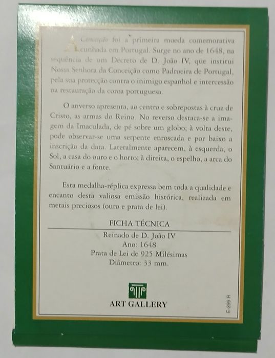 Medalha replica da Conceição prata 925%