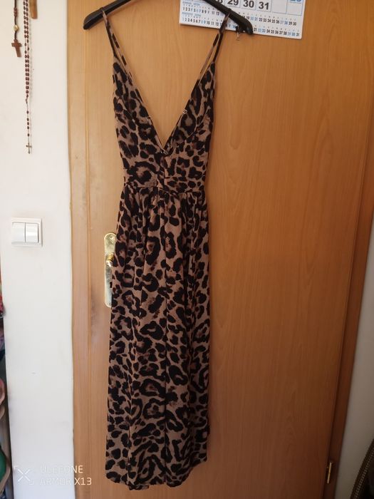 Vestido estampado comprido de alças, 38