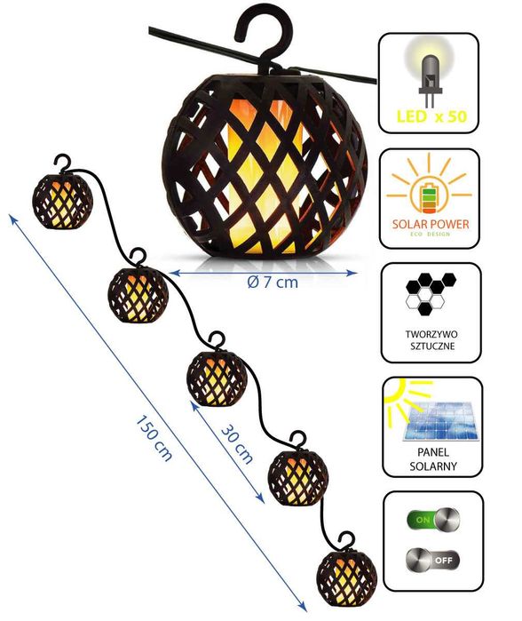 lampa solarna  KULE OGNIOWE 7CM 5SZT
